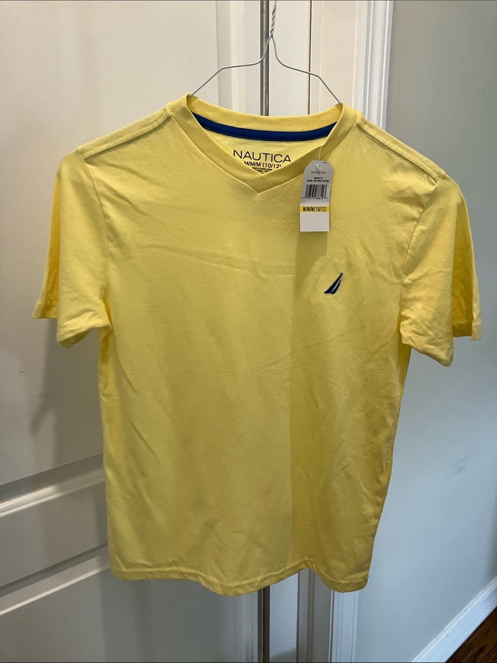 Nautica Yellow Short-Sleeve V-Neck Tee with Sail Logo (Boys Medium Size 10 / 12)